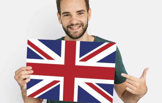 Man Hands Hold England UK Flag Patriotism